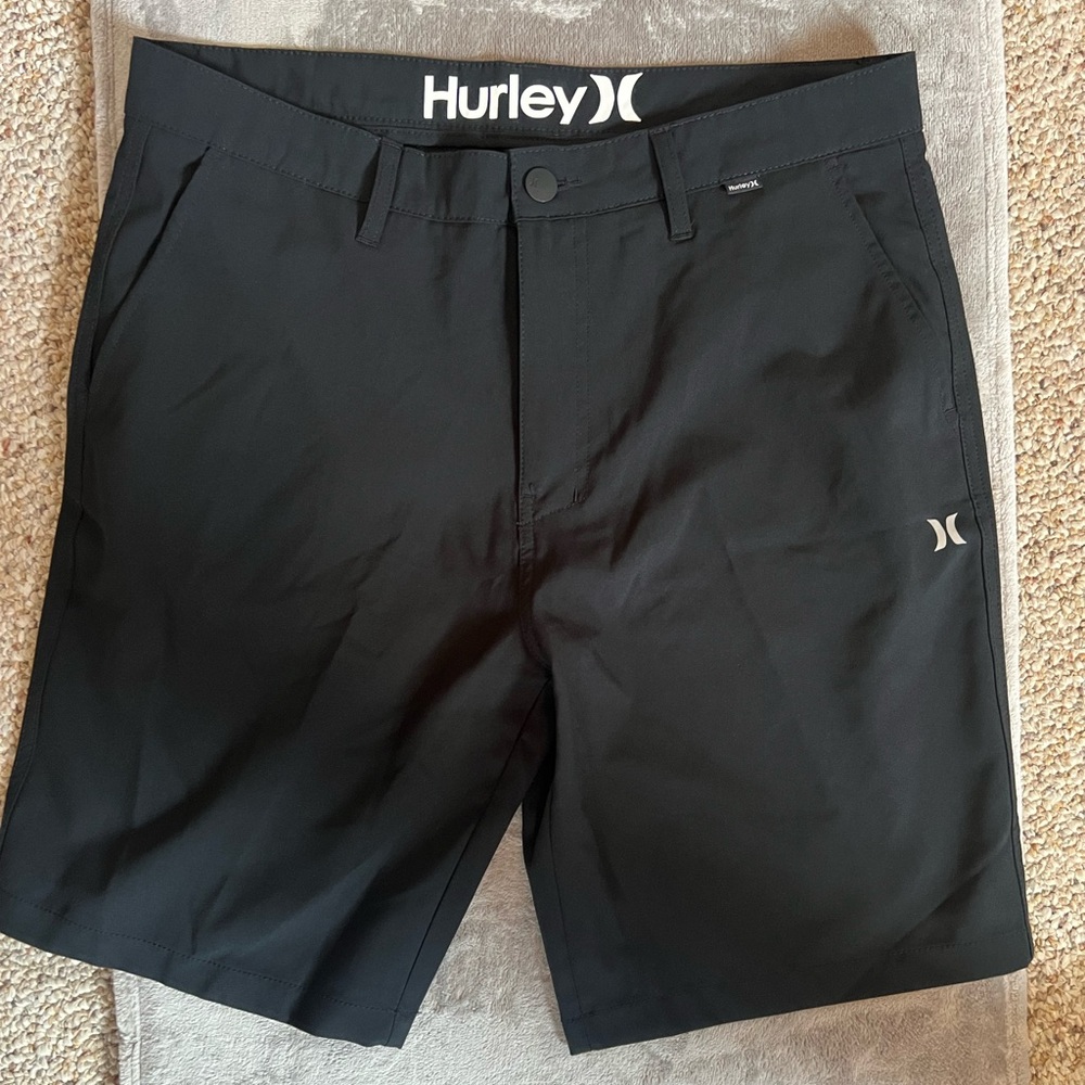 Hurley black golf shorts, waist 34, 9” inseam